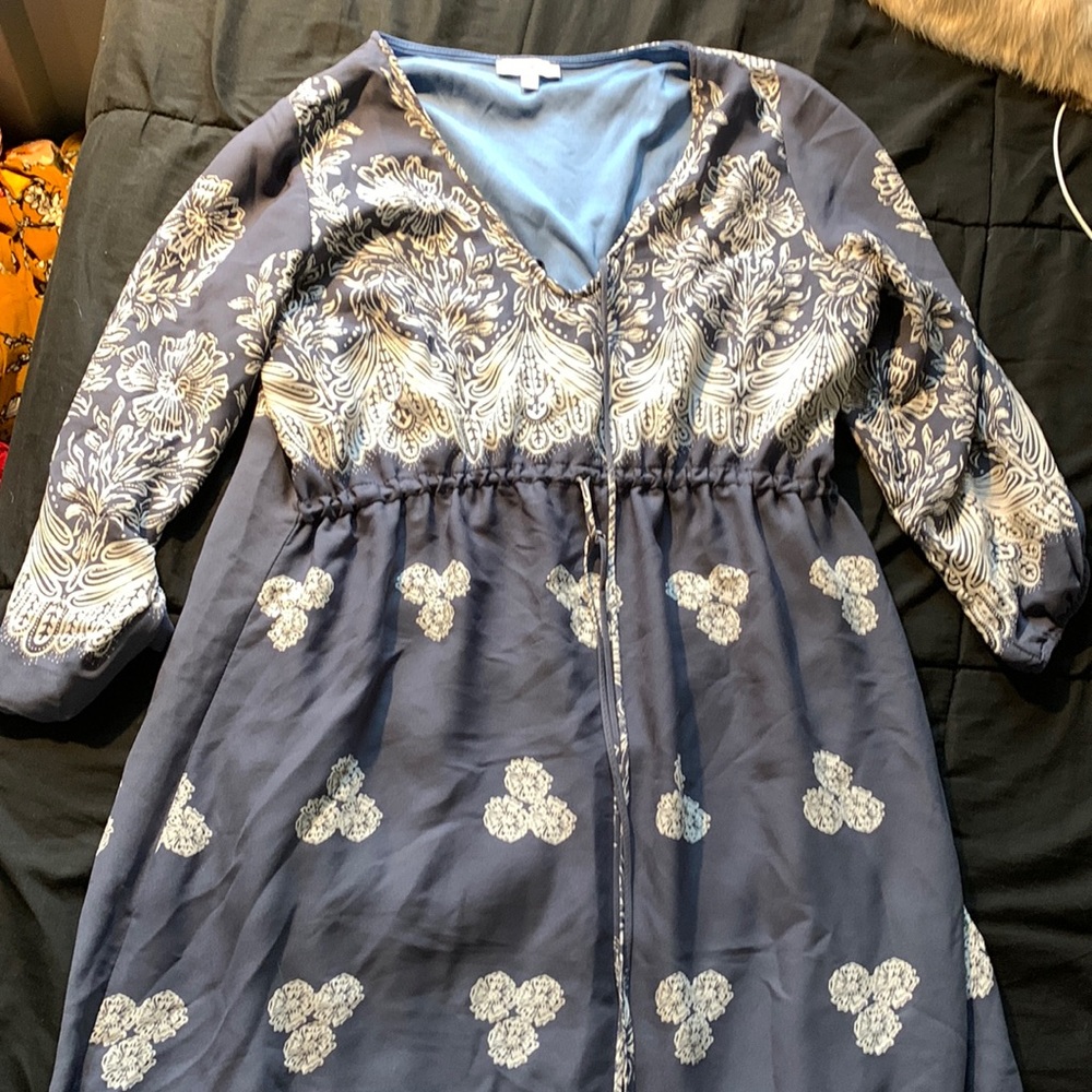 Navy blue half sleeve midi dress size M
